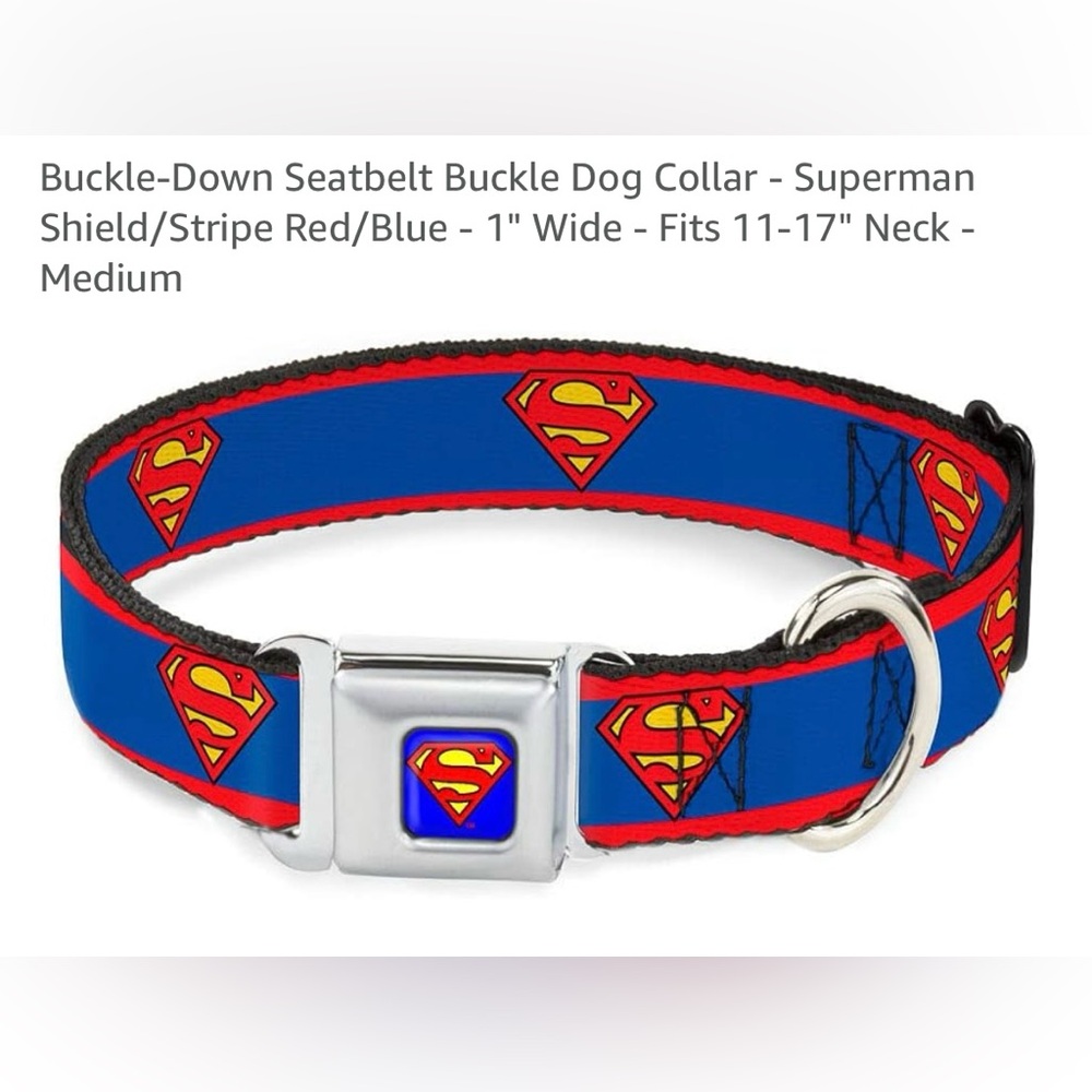BUCKLE DOWN SUPERMAN COLLAR & 4FT LEASH SET